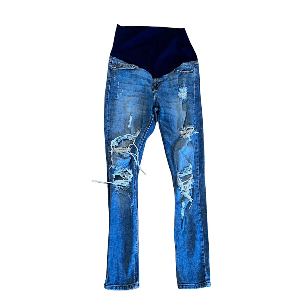 Womens maternity distressed skinny Jean 27 stretches